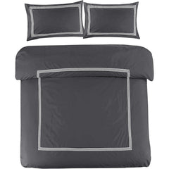 My Home Store Polycotton Bratta Duvet Cover Set - Our 3pc Soft stitch Embroidered button closure Quilt cover with matching Embroidered envelop closure Pillowcases | Breathable & Lightweight Duvet cover set