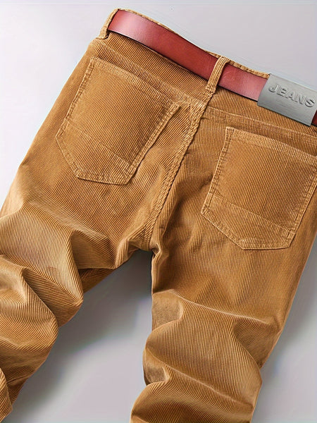 Men's Four-Season Corduroy Slim Fit Straight-Leg Casual Trousers