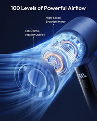 Gaiatop Powerful Handheld Fan Rechargeable, High Speed 100-Level Turbo Cooling, Portable Pocket Small Hand Fan, Summer Outdoor Travel Essentials, Dad Gifts for Men Women, Navy Blue