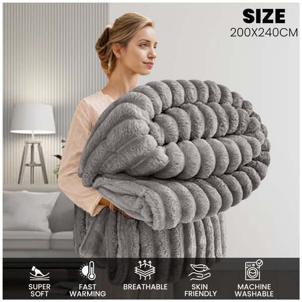 GC GAVENO CAVAILIA Luxuriously Ribbed Throw, Soft Plush Fleece Blanket, Lightweight and Cosy Sofa Bed throw, 200x240cm, Premium Quality Polyester Decorative Throw for Home Comfort | Fast Dispatch from Local Warehouse | Trusted UK Brand