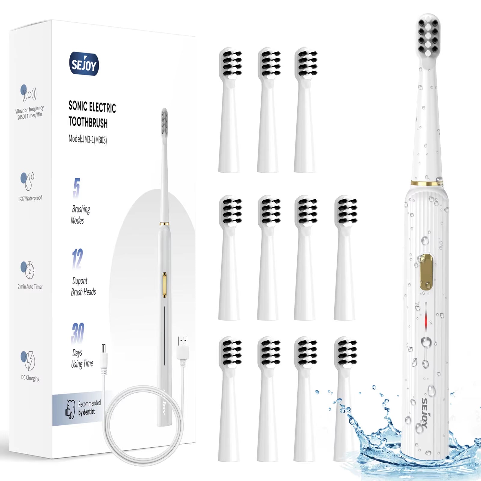 SEJOY Dental Oral Irrigator USB Rechargeable Teeth Cleaner Portable Dental Water Flosser 5 Modes IPX7 Mouth Washing Machine