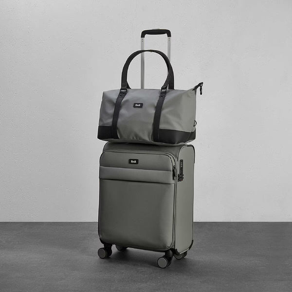 Rock Harper 2 Piece Softside Cabin and Holdall Luggage Set in Black
