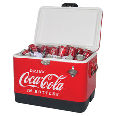 Coca-Cola 51L Stainless Steel Ice Chest with Bottle Opener 85 Can
