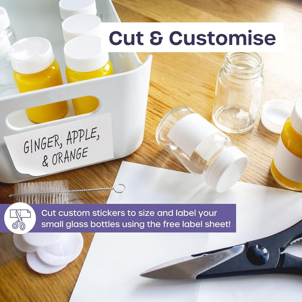 Shot Bottles with Lids - Reusable Glass Shot Bottles with Lids, Funnel, Labels, Shrink Wrap, Cleaning Brush and Extra Foam Insert - Portable and Leakproof