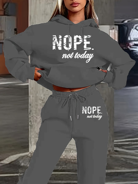 Women'S Clothing Featuring a Two-Piece Set with a Hoodie And Pants, Designed with Letter Prints