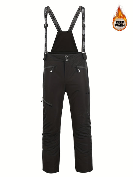 2025 New Men's Winter Thickened Ski Pants, Patchwork Design, Detachable Suspenders, Extra Thick and Warm, Suitable for Outdoor Skiing, Hiking, and Mountaineering