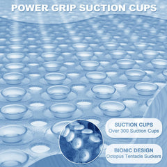 1pc Large Shower Mat – Non-Slip, Strong Suction Cups & Drain Holes, Quick-Dry, Machine Washable, Durable & Comfortable for Bathtub and Bathroom Floor Use