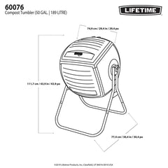 Lifetime 189 Litre (50 Gallon) Single Composter - Model 60076