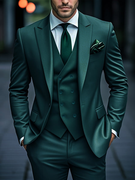 Fashion Men's Leisure Boutique Slim Fit Light Business Suit Set, Wedding Ball Dress Jacket + Vest + Pants 3pcs Suit.
