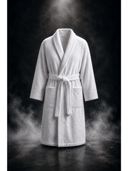 Unisex Terry Towelling Bathrobe with Shawl Collar, Soft Cotton Robe with Belt & Pockets, Comfortable Dressing Gown for Men & Women, S-XXL