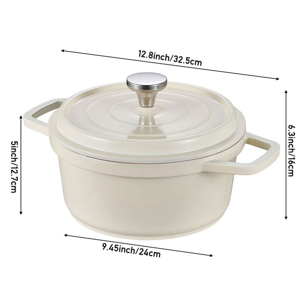 20cm/24cm Enamel Stew Pot, Double-Handled Non-Stick Soup Pot for Instant Noodles and Daily Cooking, Suitable for Gas Stove and Induction Cooker, White/Green/Red
