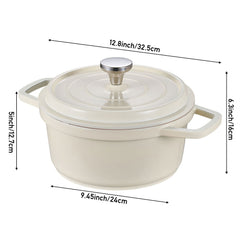 20cm/24cm Enamel Stew Pot, Double-Handled Non-Stick Soup Pot for Instant Noodles and Daily Cooking, Suitable for Gas Stove and Induction Cooker, White/Green/Red