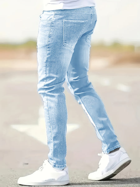 Trendy And Stylish American Men'S Slim-Fit Ripped Jeans with a Cool And Handsome Look