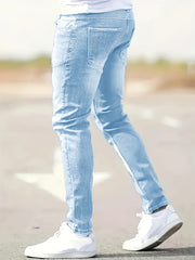 Trendy And Stylish American Men'S Slim-Fit Ripped Jeans with a Cool And Handsome Look
