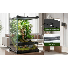 Glass Reptile Terrarium Insect Breeding Tank Vivarium Habitats for Lizards, Horned Frogs, Snakes, Spiders Reptile Glass Terrarium Tank Amphibians Box (Horizontal)