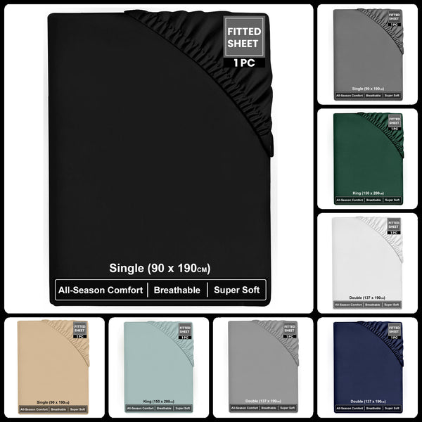 Super Dreamer Fitted Bed Sheets 100% Polyester, Available in Single, Double & King Sizes, Multiple Colours, Machine Washable, Soft & Durable, Perfect for a Cozy Night'S Sleep