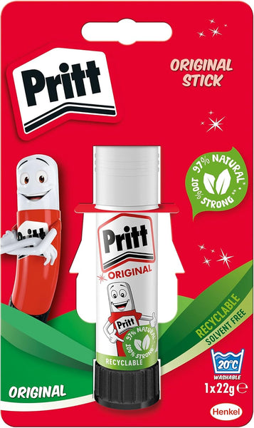 Pritt Glue Stick, Safe & Child-Friendly Craft Glue for Arts & Crafts Activities, Strong-Hold Adhesive for School & Office Supplies, 22 G (Pack of 3)