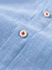 Linen Men'S Casual Shirt Long Sleeve Linen Solid Color Breathable Fashion Men'S Top Blouse Retro Open Front with Pockets