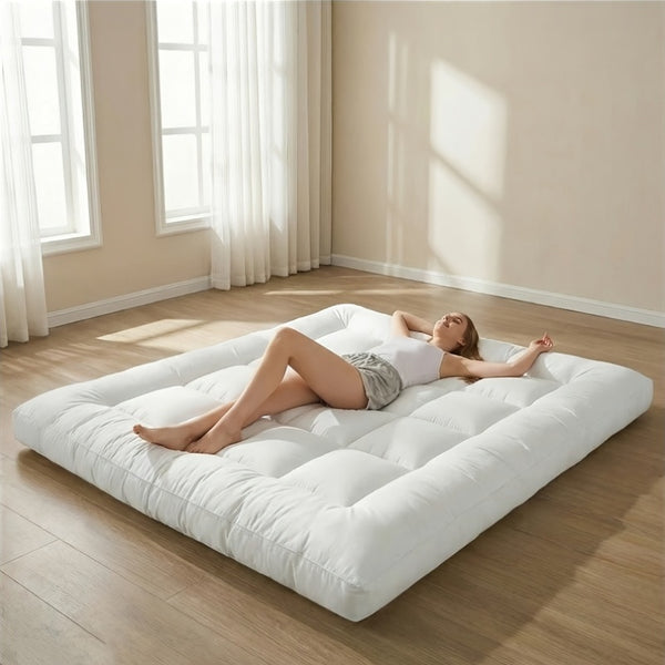 1200GSM Futon Mattress, a Padded Japanese-Style Floor Mattress with a Quilted Design, Featuring a 10Cm Extra Thick Folding Sleeping Pad That Is Breathable, Suitable for Use As a Floor Lounger Or Guest Bed for Camping