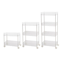 2/3/4-Tier Transparent Storage Cart - Multi-Functional Rolling Organizer with Wheels | for Bathroom, Kitchen, Laundry Room | Snack & Toiletries Holder (Easy Assembly)