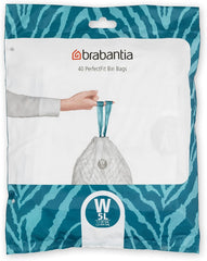 Brabantia Perfectfit Bin Liners (Size G/23-30 Litre) Thick Plastic Trash Bags with Tie Tape Drawstring Handles (40 Bags)