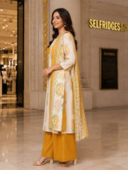 TeamWear* Women'S Cotton Embroidered Printed Kurta with palazzo & Dupatta Set with lace