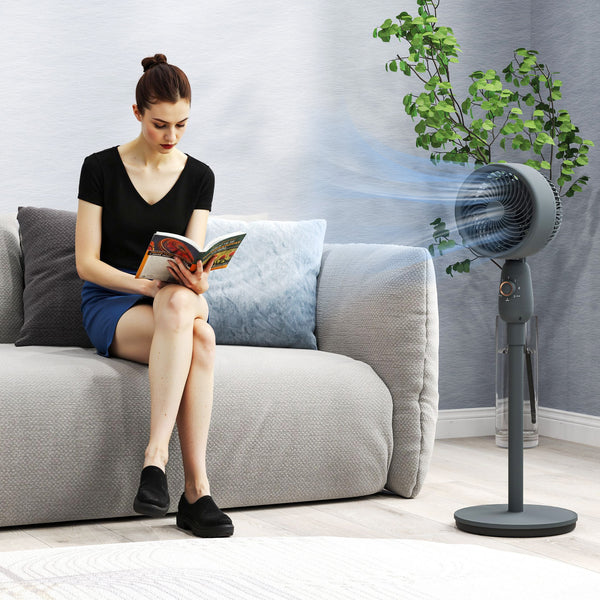 Pedestal Fan, Powerful Air Circulator, 12 Inch Floor Standing Fan with 3 Speed Settings, Oscillating Function for Bedroom, Home and Office, Grey, Adjustable Head, Safe Design, Versatile Use
