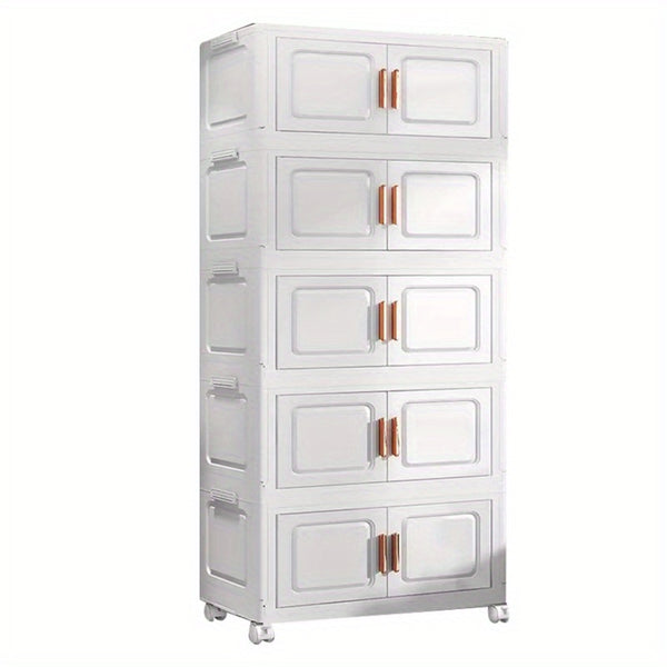 Versatile 5 Tier Storage Bins with Wheels - Durable Plastic Material - Stackable Storage Bins for Organizing Clothes, Toys, and Other Items