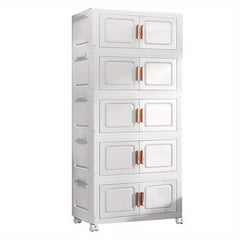 Versatile 5 Tier Storage Bins with Wheels - Durable Plastic Material - Stackable Storage Bins for Organizing Clothes, Toys, and Other Items