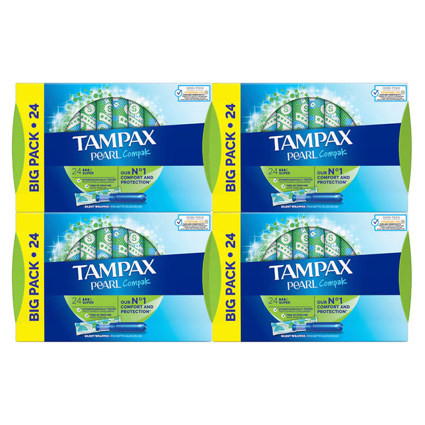 Tampax Pearl Compak Super Tampons, 4 X 24 Pack