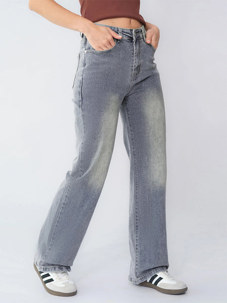 【Tall】KatchMe Women's Wide Leg Jeans - Mid Rise Relaxed Fit Denim Pants, Soft Stretch Comfortable Trousers for Fall & Winter, Streetwear Casual Bottoms