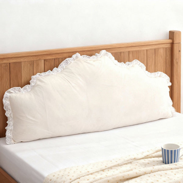 Nordic Princess-style Bedside Cushion Pillow | Soft Padded, Tatami Waist-support, Green/White, Polyester, 180*20*75cm, Zipper Closure, Hand Wash Only