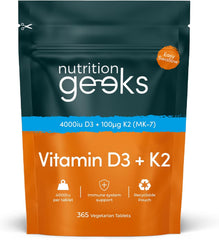 Vitamin D3 4000 Iu & Vitamin K2 MK7 100Μg - 1 Year Supply, 365 Easy-Swallow Vitamin D3 K2 Tablets, 1-A-Day High Strength Vegetarian D3 and K2 Vitamin Supplements, UK Made Vitamin D Tablets