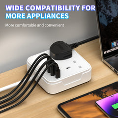 6-in-1 Power Socket Surge Protector, Power Socket/power Board/power Strip, Small Night Light, 3250W, 13A, 1.8M Power Cord, Portable Power Socket, 2 AC Power Sockets, 4 USB Ports, Suitable For Home, Kitchen, Office Or Hotel Use