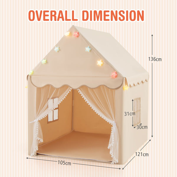 Large Kids Play House with Washable Mat and Star Lights