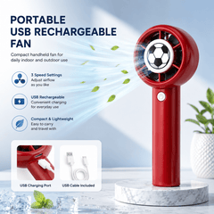 Portable Handheld Fan, USB Rechargeable Mini Fan with 3 Speed Settings, Compact Personal Cooling Fan for Home Office Travel Outdoor Use