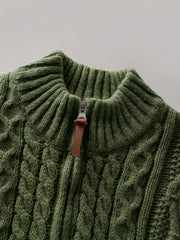 2025 Winter American Stand-Up Collar Half-Zip Knit Aran Sweater Mr. Pony Knitwear Pullover Card