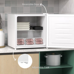 Tabletop Mini Freezer with 35 Litre Capacity, Small Freezer with Reversible Door, Adjustable Temperature and Removable Wire Shelf for Bedrooms, Home Office, White