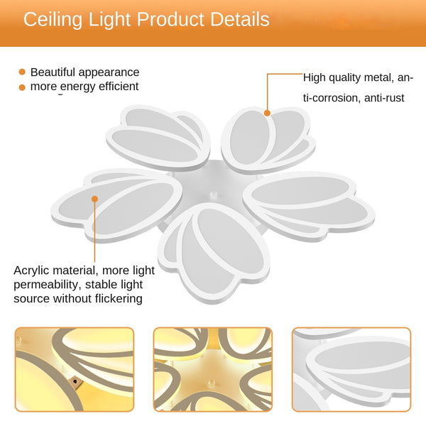 LED Ceiling Lighting and Remote Control, LED Ceiling Light, Dimmable Ceiling Light, Living Room Fan, Suitable for Bedroom Dining Room Office