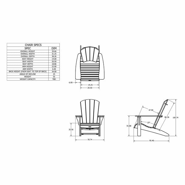 Leisure Line Adirondack Faux Wood Garden Chair in Grey