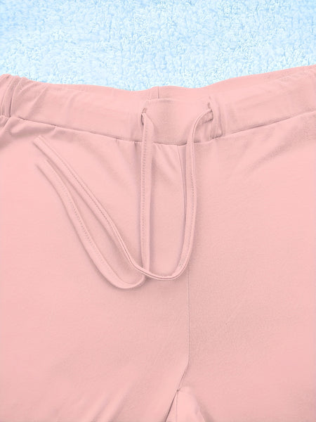 European and American Spring/Summer New Fashion Women's Bottoms: Flared Straight-Leg Pants with Classic English Text Print, Daily Casual Butt-Lifting Peach Butt Long Pants, Three-Piece Set