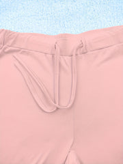 European and American Spring/Summer New Fashion Women's Bottoms: Flared Straight-Leg Pants with Classic English Text Print, Daily Casual Butt-Lifting Peach Butt Long Pants, Three-Piece Set