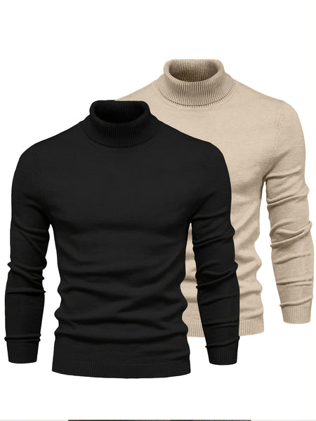 [Xingmengzhi OBM] 2pcs Men'S Turtleneck Long Sleeve Sweater Set