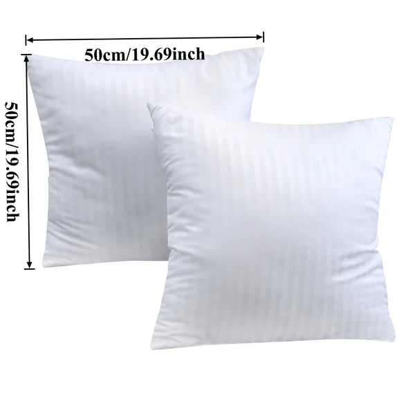 2/4/8-Pack Decorative Throw Cushion Cores, Hotel-Grade Premium White Satin Stripes Cushion Pads Deep Fill Inner Hollowfiber Filled Cushions Inserts (14