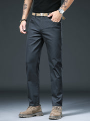 Men's Slim Straight-Leg Casual Pants, Skin-Friendly & Breathable, Perfect Gift for Him. Essential Trousers for Office Commute & Daily Leisure, Ideal for Spring and Autumn, Suitable for Both Business and Casual Occasions.