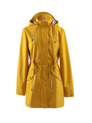 Drawstring Waist Hooded Zip Up Coat, Casual Long Sleeve Coat for Fall & Winter, Women's Clothing