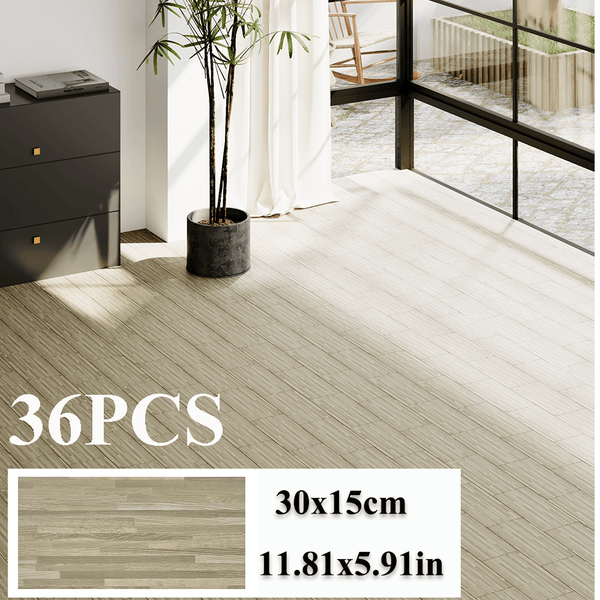 36-Pack High-Quality Self Adhesive Floor Tiles, 15x30cm Peel and Stick SPC Vinyl Planks for Kitchen, Bathroom, Bedroom & Living Room, Realistic Stone/ Wood Look Efffect Waterproof PVC Flooring, Easy DIY Installation