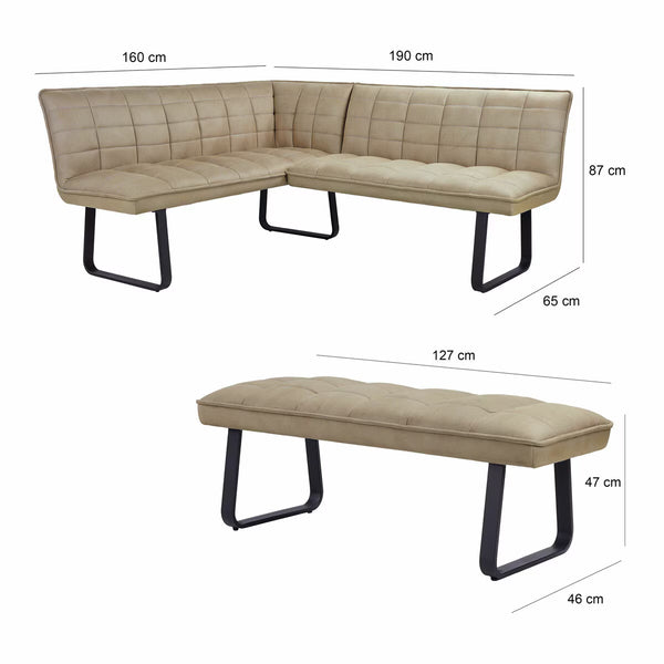 Indus Valley Reva Beige Corner Bench Set, Left Hand Facing
