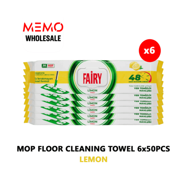 Fairy Mop Floor Cleaning Towel Lemon 1Pack of 50pcs/ 6Packs of 300pcs.