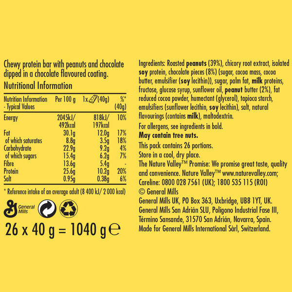 Nature Valley Protein Bar Peanut & Chocolate, 26 X 40G